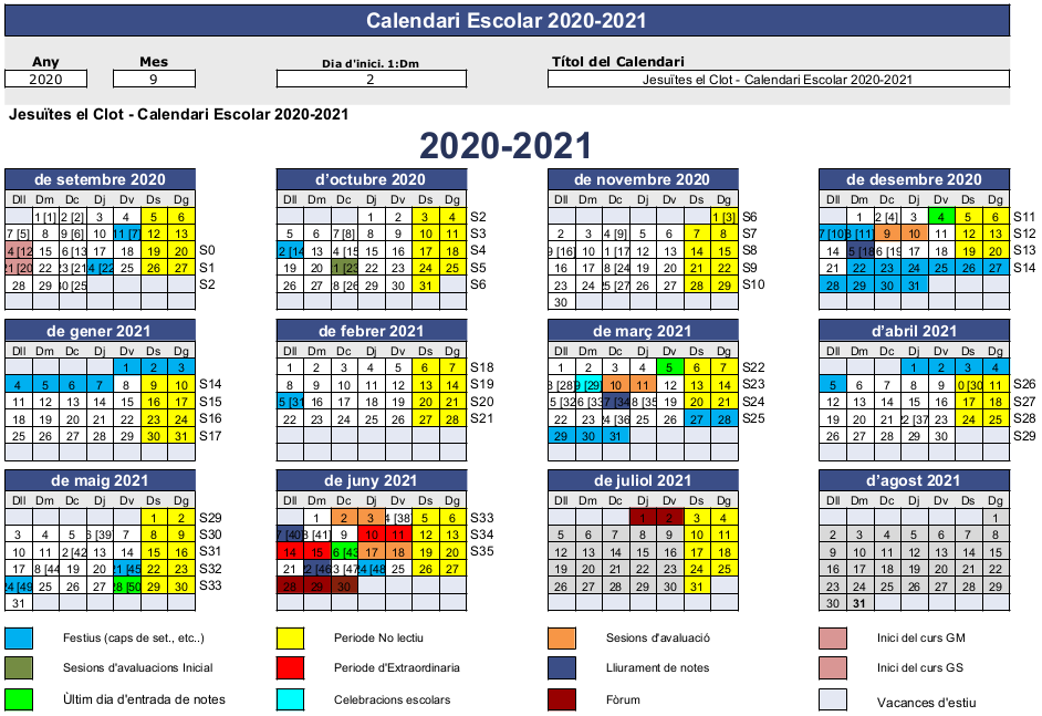 Calendari del curs 2020-2021